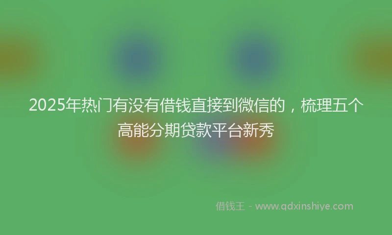 2025年热门有没有借钱直接到微信的，梳理五个高能分期贷款平台新秀