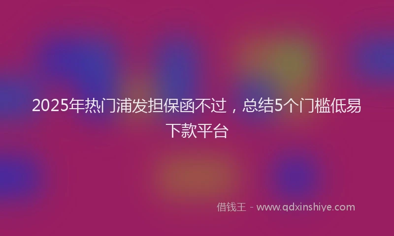 2025年热门浦发担保函不过，总结5个门槛低易下款平台