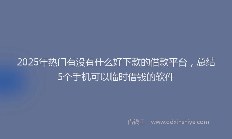 2025年热门有没有什么好下款的借款平台，总结5个手机可以临时借钱的软件