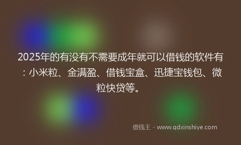 2025年的有没有不需要成年就可以借钱的软件有:小米粒、金满盈、借钱宝盒、迅捷宝钱包、微粒快贷等。
