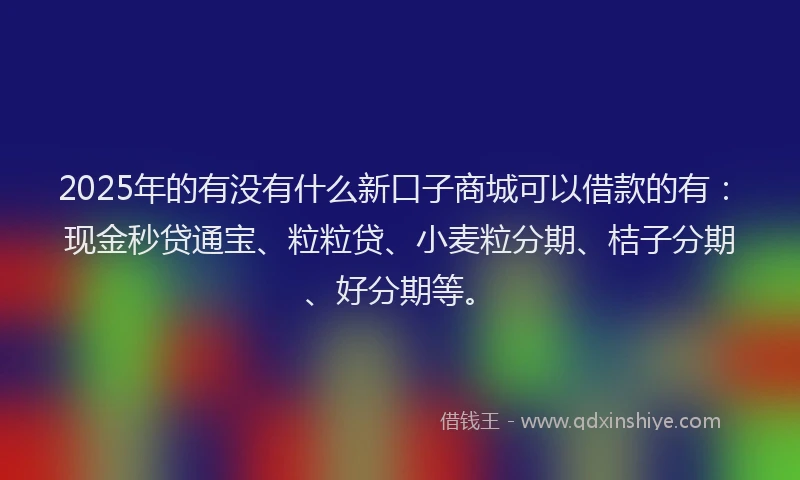 2025年的有没有什么新口子商城可以借款的有：现金秒贷通宝、粒粒贷、小麦粒分期、桔子分期、好分期等。