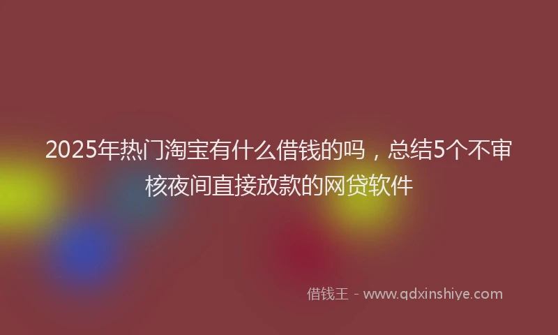 2025年热门淘宝有什么借钱的吗，总结5个不审核夜间直接放款的网贷软件