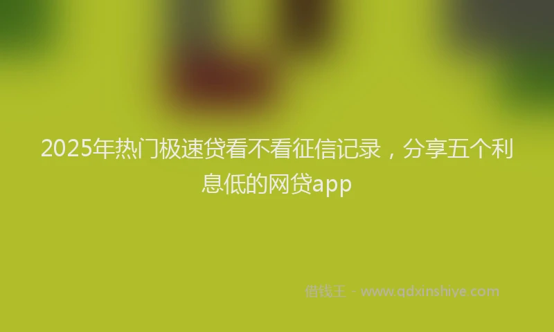 2025年热门极速贷看不看征信记录,分享五个利息低的网贷app
