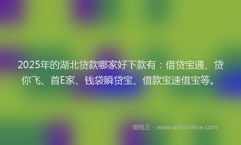 2025年的湖北贷款哪家好下款有：借贷宝通、贷你飞、首E家、钱袋瞬贷宝、借款宝速借宝等。