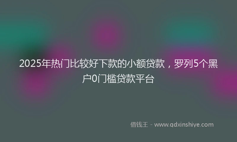 2025年热门比较好下款的小额贷款，罗列5个黑户0门槛贷款平台