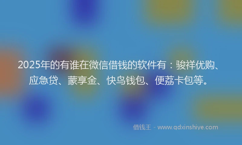 2025年的有谁在微信借钱的软件有：骏祥优购、应急贷、蒙享金、快鸟钱包、便荔卡包等。
