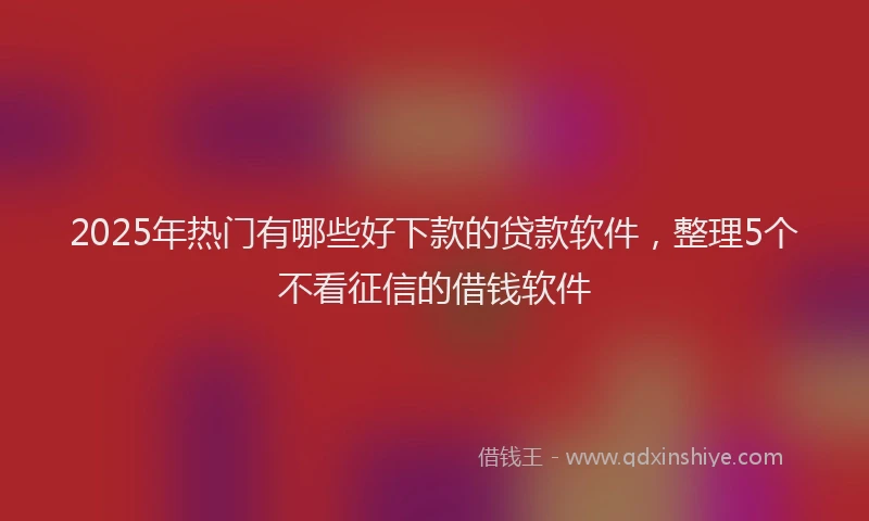 2025年热门有哪些好下款的贷款软件，整理5个不看征信的借钱软件
