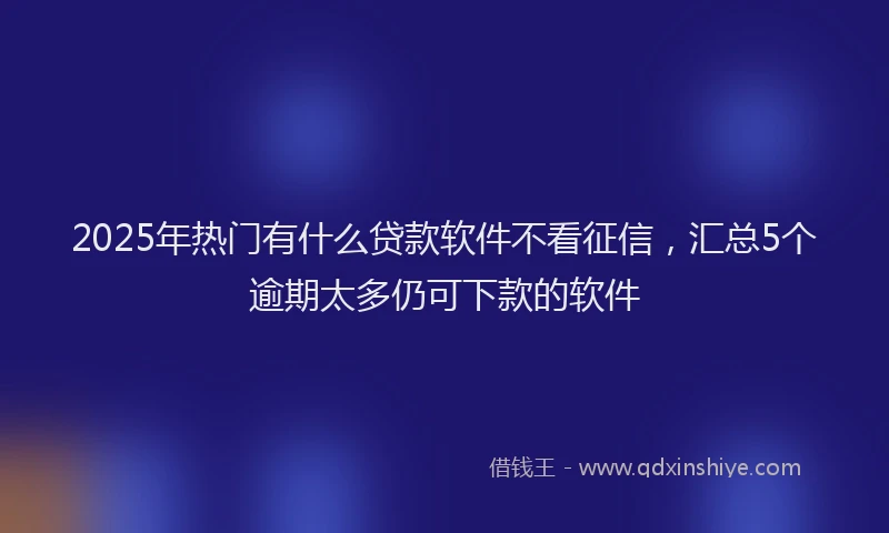 2025年热门有什么贷款软件不看征信，汇总5个逾期太多仍可下款的软件