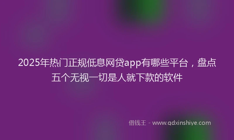 2025年热门正规低息网贷app有哪些平台，盘点五个无视一切是人就下款的软件