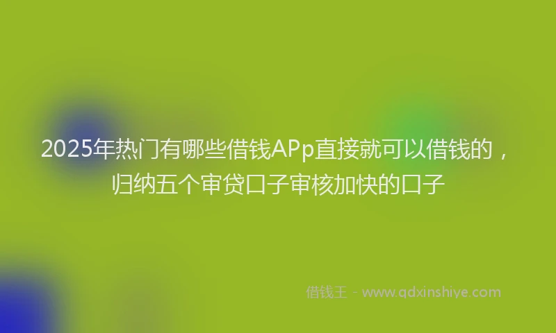 2025年热门有哪些借钱APp直接就可以借钱的，归纳五个审贷口子审核加快的口子