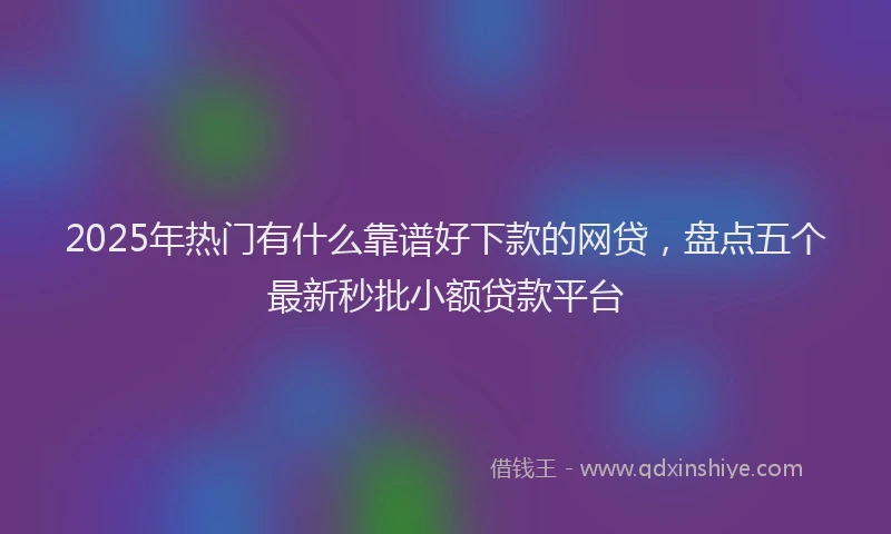 2025年热门有什么靠谱好下款的网贷，盘点五个最新秒批小额贷款平台