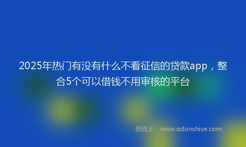 2025年热门有没有什么不看征信的贷款app，整合5个可以借钱不用审核的平台