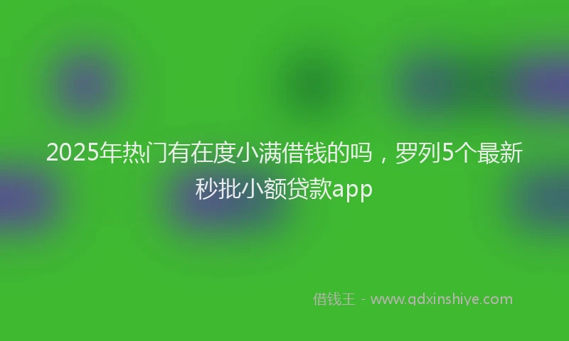 2025年热门有在度小满借钱的吗，罗列5个最新秒批小额贷款app