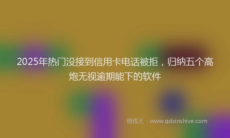 2025年热门没接到信用卡电话被拒，归纳五个高炮无视逾期能下的软件