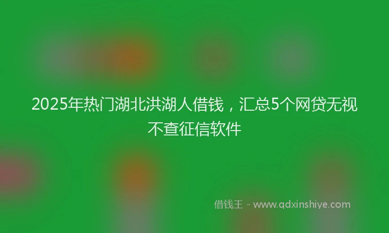 2025年热门湖北洪湖人借钱，汇总5个网贷无视不查征信软件