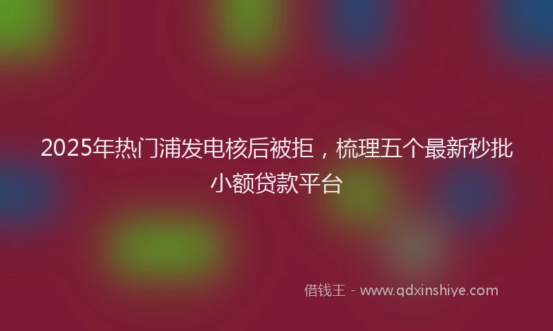 2025年热门浦发电核后被拒，梳理五个最新秒批小额贷款平台