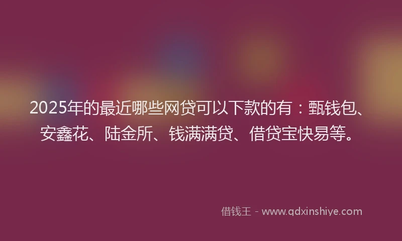 2025年的最近哪些网贷可以下款的有:甄钱包、安鑫花、陆金所、钱满满贷、借贷宝快易等。