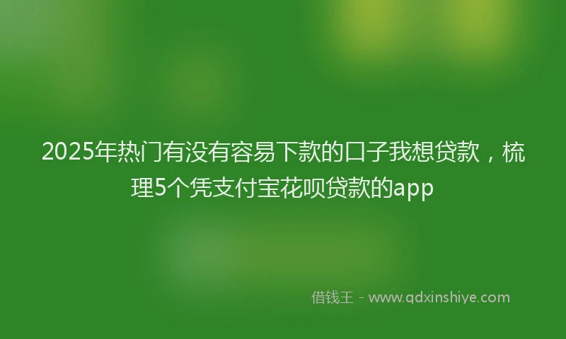 2025年热门有没有容易下款的口子我想贷款，梳理5个凭支付宝花呗贷款的app