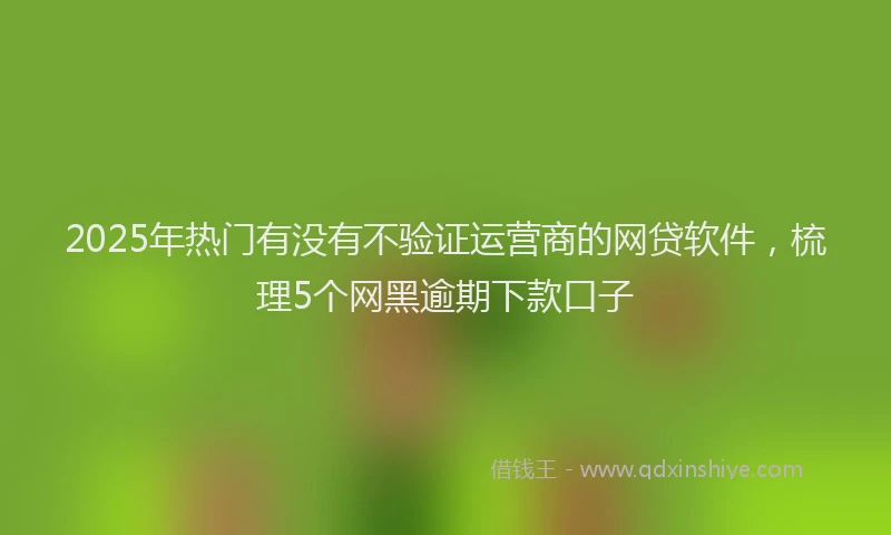 2025年热门有没有不验证运营商的网贷软件，梳理5个网黑逾期下款口子