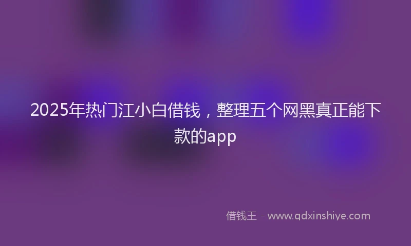 2025年热门江小白借钱,整理五个网黑真正能下款的app