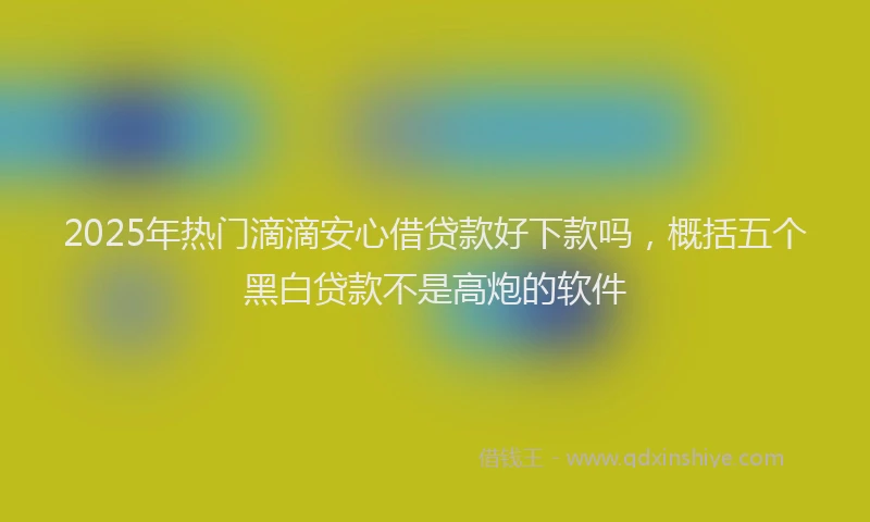 2025年热门滴滴安心借贷款好下款吗，概括五个黑白贷款不是高炮的软件