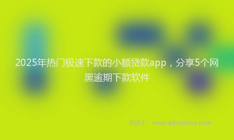 2025年热门极速下款的小额贷款app，分享5个网黑逾期下款软件