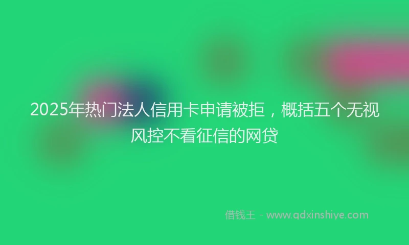 2025年热门法人信用卡申请被拒，概括五个无视风控不看征信的网贷