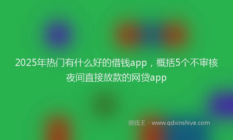 2025年热门有什么好的借钱app，概括5个不审核夜间直接放款的网贷app