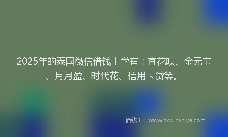 2025年的泰国微信借钱上学有:宜花呗、金元宝、月月盈、时代花、信用卡贷等。