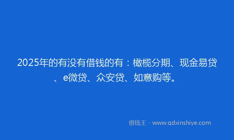 2025年的有没有借钱的有:橄榄分期、现金易贷、e微贷、众安贷、如意购等。