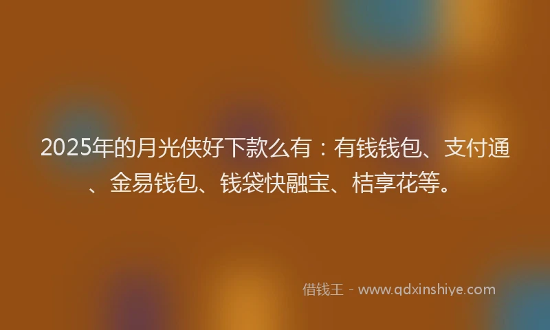 2025年的月光侠好下款么有：有钱钱包、支付通、金易钱包、钱袋快融宝、桔享花等。