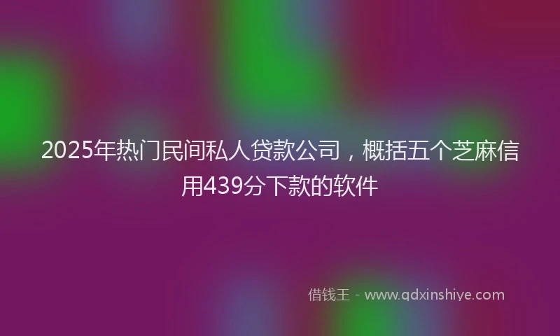 2025年热门民间私人贷款公司，概括五个芝麻信用439分下款的软件