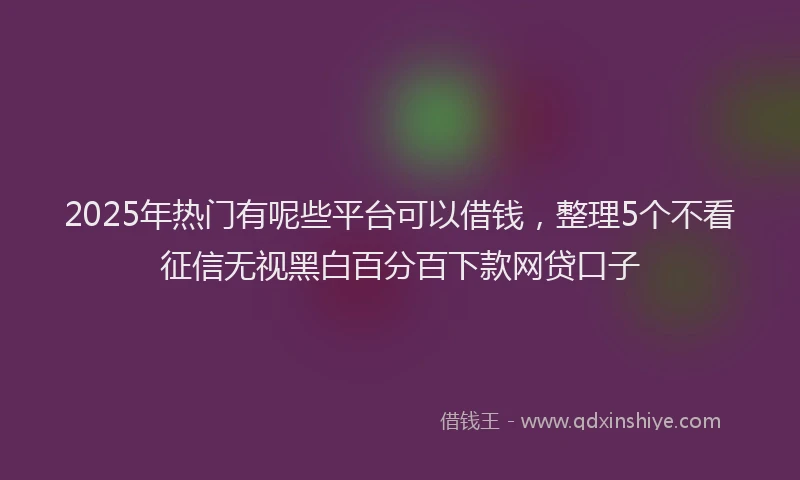 2025年热门有呢些平台可以借钱，整理5个不看征信无视黑白百分百下款网贷口子