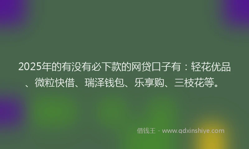 2025年的有没有必下款的网贷口子有:轻花优品、微粒快借、瑞泽钱包、乐享购、三枝花等。
