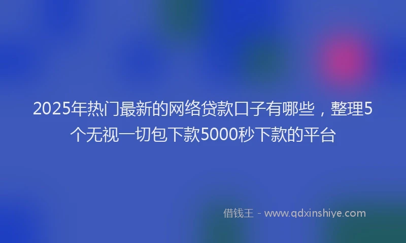 2025年热门最新的网络贷款口子有哪些，整理5个无视一切包下款5000秒下款的平台