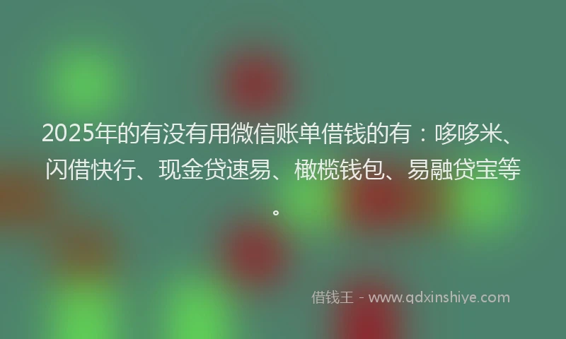 2025年的有没有用微信账单借钱的有：哆哆米、闪借快行、现金贷速易、橄榄钱包、易融贷宝等。