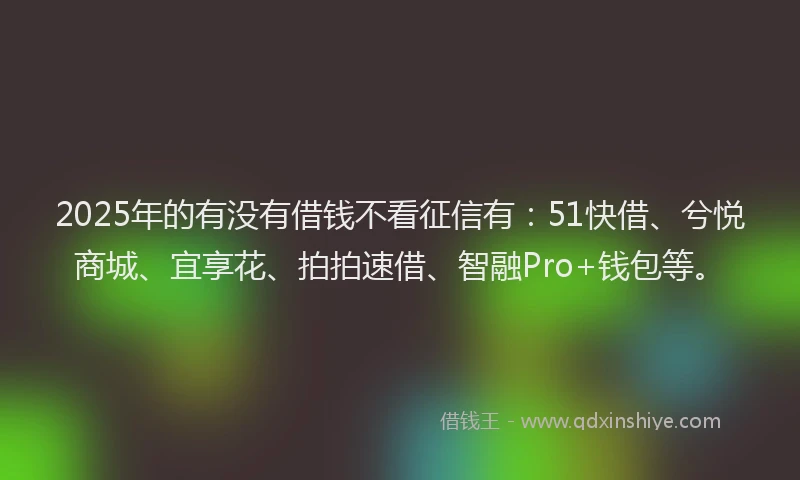 2025年的有没有借钱不看征信有:51快借、兮悦商城、宜享花、拍拍速借、智融Pro+钱包等。
