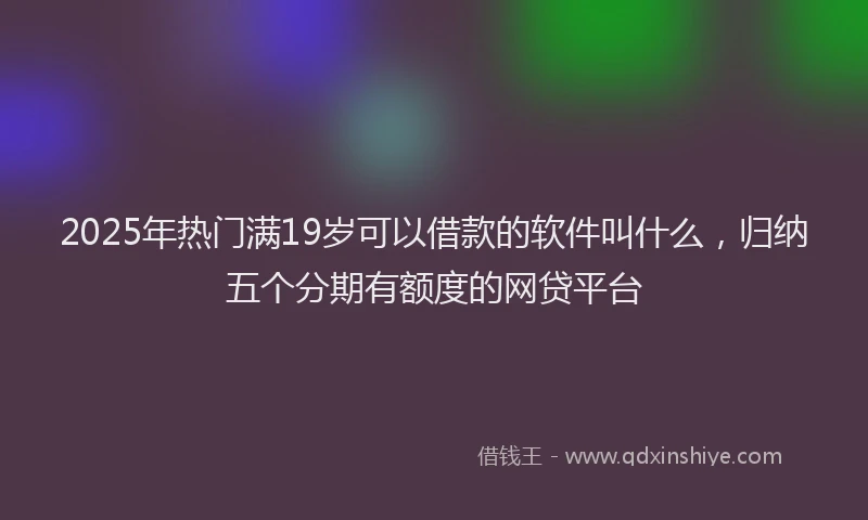 2025年热门满19岁可以借款的软件叫什么，归纳五个分期有额度的网贷平台