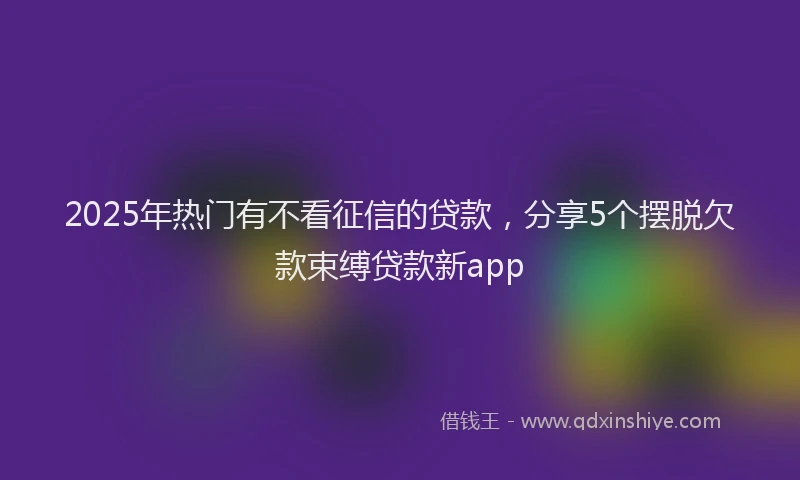 2025年热门有不看征信的贷款，分享5个摆脱欠款束缚贷款新app