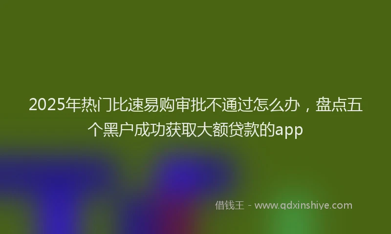 2025年热门比速易购审批不通过怎么办,盘点五个黑户成功获取大额贷款的app