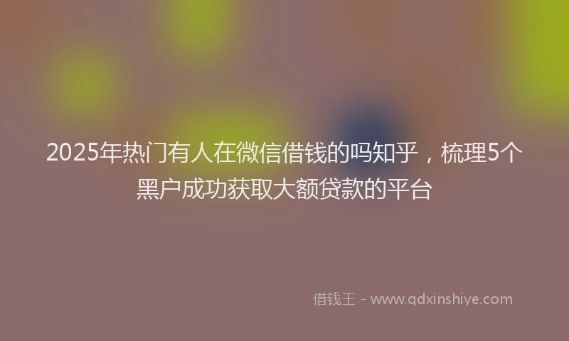 2025年热门有人在微信借钱的吗知乎，梳理5个黑户成功获取大额贷款的平台