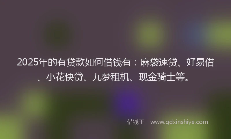 2025年的有贷款如何借钱有:麻袋速贷、好易借、小花快贷、九梦租机、现金骑士等。