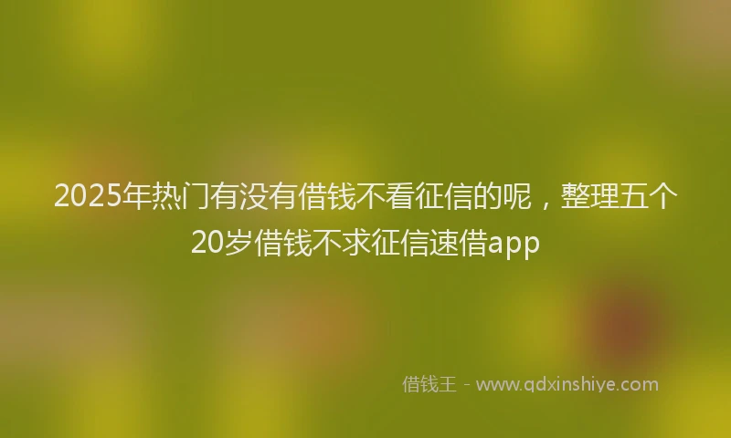 2025年热门有没有借钱不看征信的呢，整理五个20岁借钱不求征信速借app