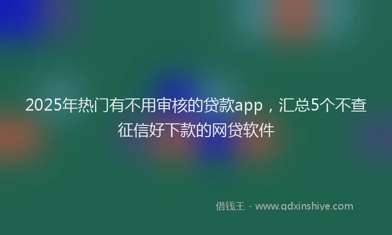 2025年热门有不用审核的贷款app，汇总5个不查征信好下款的网贷软件