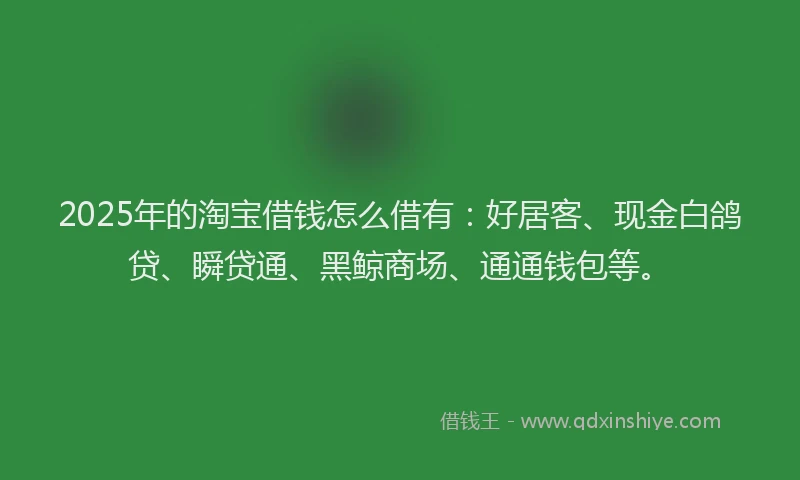 2025年的淘宝借钱怎么借有：好居客、现金白鸽贷、瞬贷通、黑鲸商场、通通钱包等。