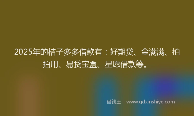 2025年的桔子多多借款有：好期贷、金满满、拍拍用、易贷宝盒、星愿借款等。