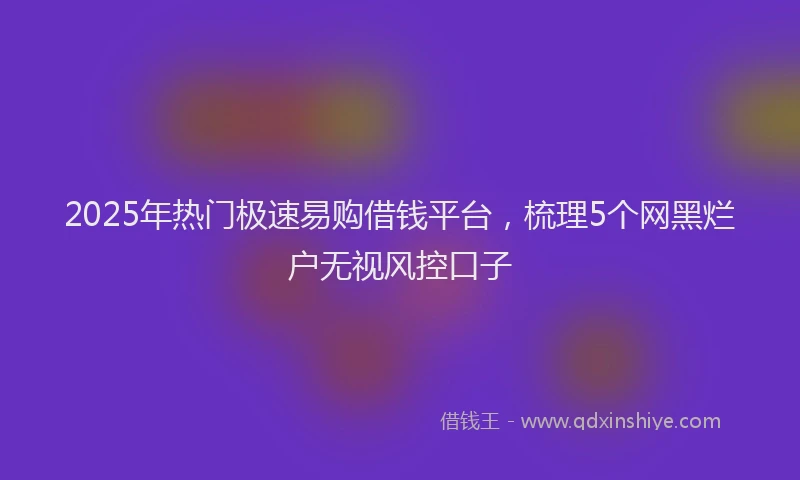 2025年热门极速易购借钱平台，梳理5个网黑烂户无视风控口子