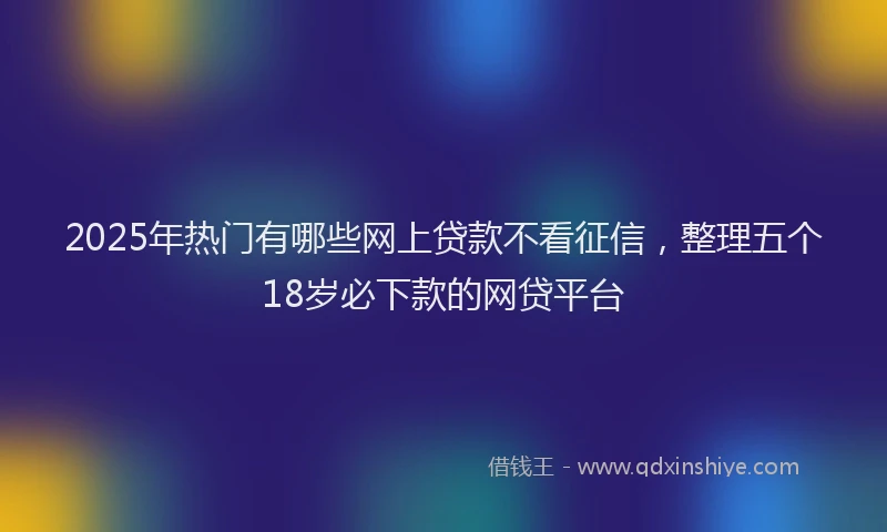 2025年热门有哪些网上贷款不看征信，整理五个18岁必下款的网贷平台