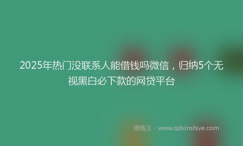 2025年热门没联系人能借钱吗微信，归纳5个无视黑白必下款的网贷平台