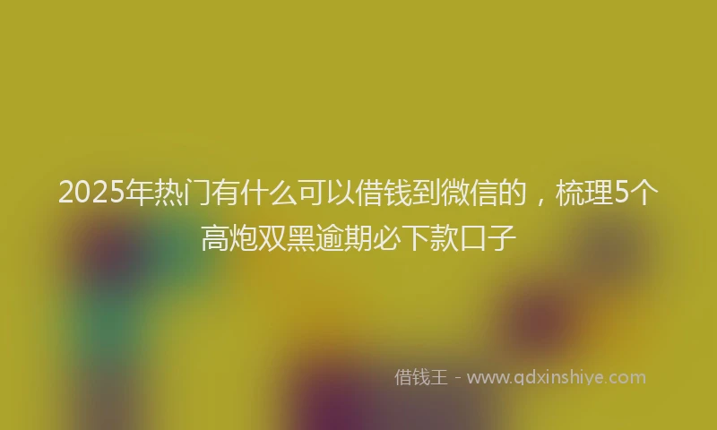 2025年热门有什么可以借钱到微信的，梳理5个高炮双黑逾期必下款口子